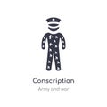 conscription icon. isolated conscription icon vector illustration from army and war collection. editable sing symbol can be use