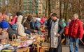 The consecration of eggs and cakes near the Church-chapel of the Intercession of the blessed virgin in Rybatsky in St. Petersburg Royalty Free Stock Photo