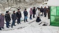 The consecration of the water source on the Christian holiday of Baptism in the Kaluga region of Russia. Royalty Free Stock Photo