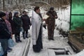 The consecration of the water source on the Christian holiday of Baptism in the Kaluga region of Russia. Royalty Free Stock Photo