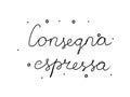 Consegna espressa handwritten with a calligraphy brush. Express delivery in italian. Modern brush calligraphy. Isolated word black