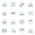 Consensus and agreement linear icons set. Harmony, Accordance, Unity, Agreement, Collaboration, Consensus, Compromise