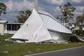 Consequences of natural disaster. Severely damaged houses after hurricane in Florida mobile home residential area