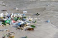 Consequences of sea water pollution on the Haad Rin beach after the full moon party on island Koh Phangan, Thailand