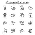 Conservation icon set in thin line style Royalty Free Stock Photo