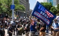 Conservative Demonstrator Holds Up a Trump 2020 Flag that Reads Make Liberals Cry Again Royalty Free Stock Photo