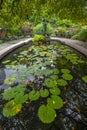 Conservatory Garden in summer with lotus flower Royalty Free Stock Photo