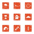 Conservatory icons set, grunge style Royalty Free Stock Photo