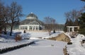 Conservatory Surrounded by Snow Royalty Free Stock Photo