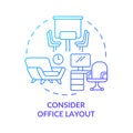 Consider office layout blue gradient concept icon Royalty Free Stock Photo