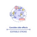 Consider side-effects concept icon