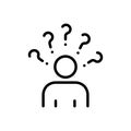 Black line icon for Consideration, why and question Royalty Free Stock Photo