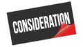 CONSIDERATION text on black red sticker stamp