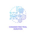 Considering free trial duration concept icon