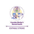 Considering worker mental health concept icon