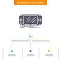 Console, device, game, gaming, psp Business Flow Chart Design with 3 Steps. Glyph Icon For Presentation Background Template Place