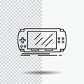 Console, device, game, gaming, psp Line Icon on Transparent Background. Black Icon Vector Illustration