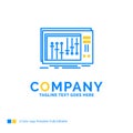 Console, dj, mixer, music, studio Blue Yellow Business Logo temp Royalty Free Stock Photo
