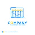 Console, dj, mixer, music, studio Blue Yellow Business Logo temp Royalty Free Stock Photo