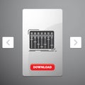 Console, dj, mixer, music, studio Glyph Icon in Carousal Pagination Slider Design & Red Download Button