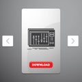 Console, dj, mixer, music, studio Glyph Icon in Carousal Pagination Slider Design & Red Download Button