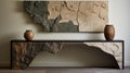 Organic Landscape Marble Console Design With Textured Artwork