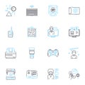 Console games linear icons set. PlayStation, Xbox, Nintendo, Controller, Multiplayer, Adventure, Action line vector and