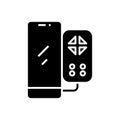 Console joystick black icon, concept illustration, vector flat symbol, glyph sign.