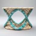 Luminous Glaze Console Table With Underwater Woven Basket Design