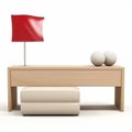 Console Table 3d Render With Beige Ottoman Flag Royalty Free Stock Photo