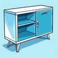 Pop Art Style Console Table With Lock Cupboard Clipart