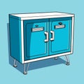 Pop Art Style Console Table With Lock Cupboard Clipart