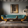 Console Table-inspired Mid-century Retro Sofa Design Royalty Free Stock Photo