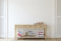 Console table near empty white wall. 3d render Royalty Free Stock Photo