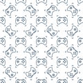 Console Videogame Controller vector Wireless Joypad linear seamless pattern