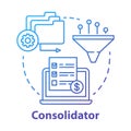 Consolidator concept icon. Billing idea thin line illustration. Combining orders. Debt consolidation. Financial service Royalty Free Stock Photo