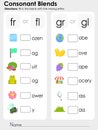 Consonant Blends : missing letter - Worksheet for education Royalty Free Stock Photo