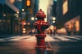 Conspicuous Hydrant street city. Generate Ai