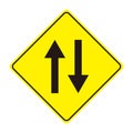 Conspicuous two-way traffic road sign