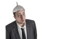 Conspiracy Freak with aluminum foil head