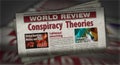 Conspiracy and secret theories theory retro newspaper 3d illustration