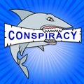 Conspiracy Theory Shark Representing American Collusion With Russians 3d Illustration