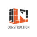 Consruction block initial letter N logo concept design. Symbol graphic template element