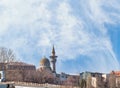 Constanta, Romania - 02.25.2021: Moscheea Carol I Mosque of Constanta- Minaret located in Constanta Romania. Muslim mosque Royalty Free Stock Photo