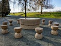 Constantin BrÃÂ¢ncuÃâ¢i Table of Silence and Hourglass Chairs