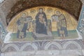 Constantine and Justinian make offerings to Virgin Mary Royalty Free Stock Photo