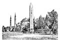 Constantinople, the capital city of the Roman, vintage engraving