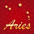 Constellation Aries over red starry background Royalty Free Stock Photo