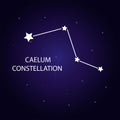 The constellation of Caelum with bright stars. Vector illustration.