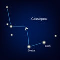 Constellation Cassiopeia against the sky. vector illustration